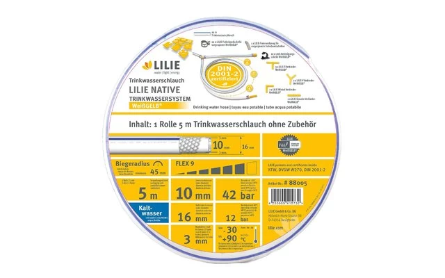 Lilie Native 10m Rolle Trinkwasserschlauch 10x16mm - Kalt – Bild 3