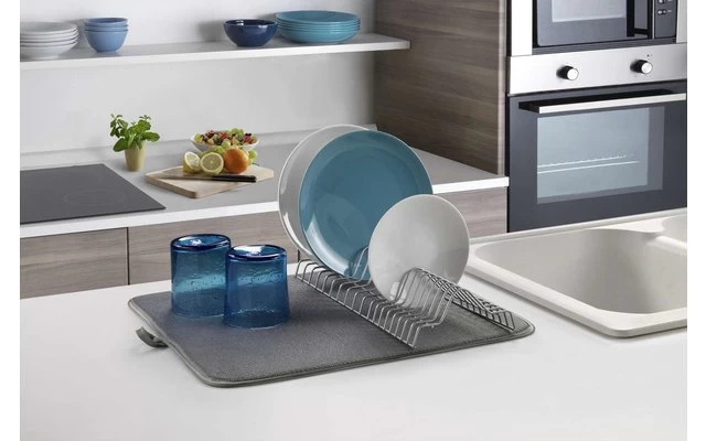 Metaltex Dry-Tex 2-in-1 Abtropfgestell Mit Microfasermatte Silber – Bild 3