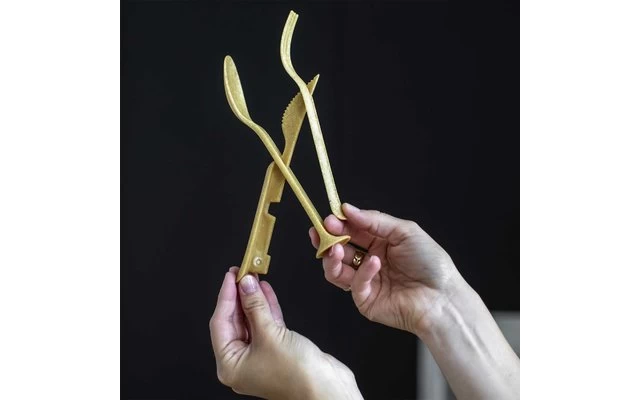 Koziol Klikk Pocket Besteck-Set 3-teilig Nature Wood – Bild 2