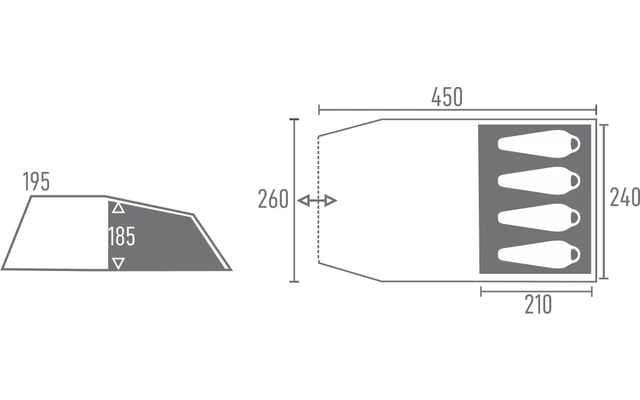 Tambu Suti TC 4 Personen Familien Tunnelzelt Navy Blau