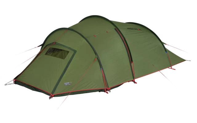 High Peak Falcon 3 LW Lightweight 3 Personen Tunnelzelt Aluminium Gestänge Olive/rot – Bild 3