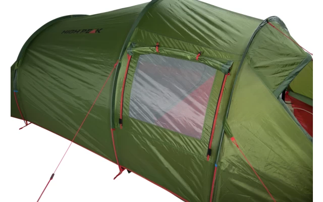 High Peak Falcon 3 LW Lightweight 3 Personen Tunnelzelt Aluminium Gestänge Olive/rot – Bild 4