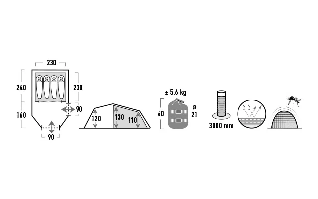 High Peak Zelt Goshawk 4 Tunnelzelt – Bild 6